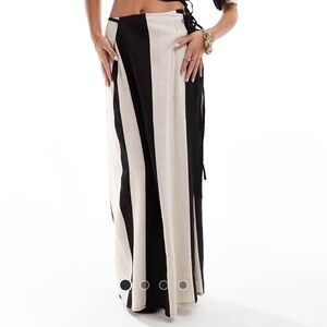 Black and White Striped Maxi Skirt